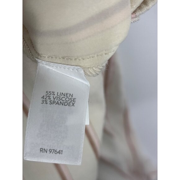 J. Jill Linen Blend Stretch Pull On Crop Pant Striped Ivory Large Petite NEW - Picture 5 of 5